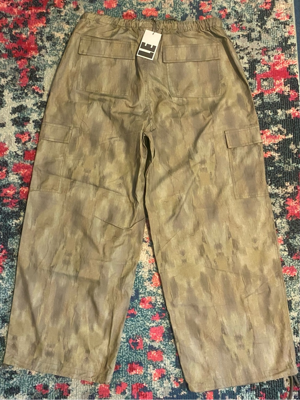 Local European Green Gray Oversized Camo Parachute Cargo Pants Size XL NEW - Picture 4 of 10